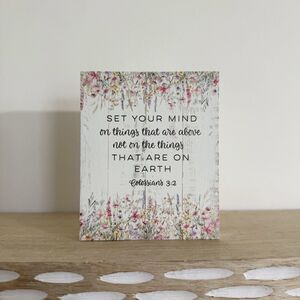 Mini Wood Floral Colossians Bible Verse Sign Inspirational Home Decor